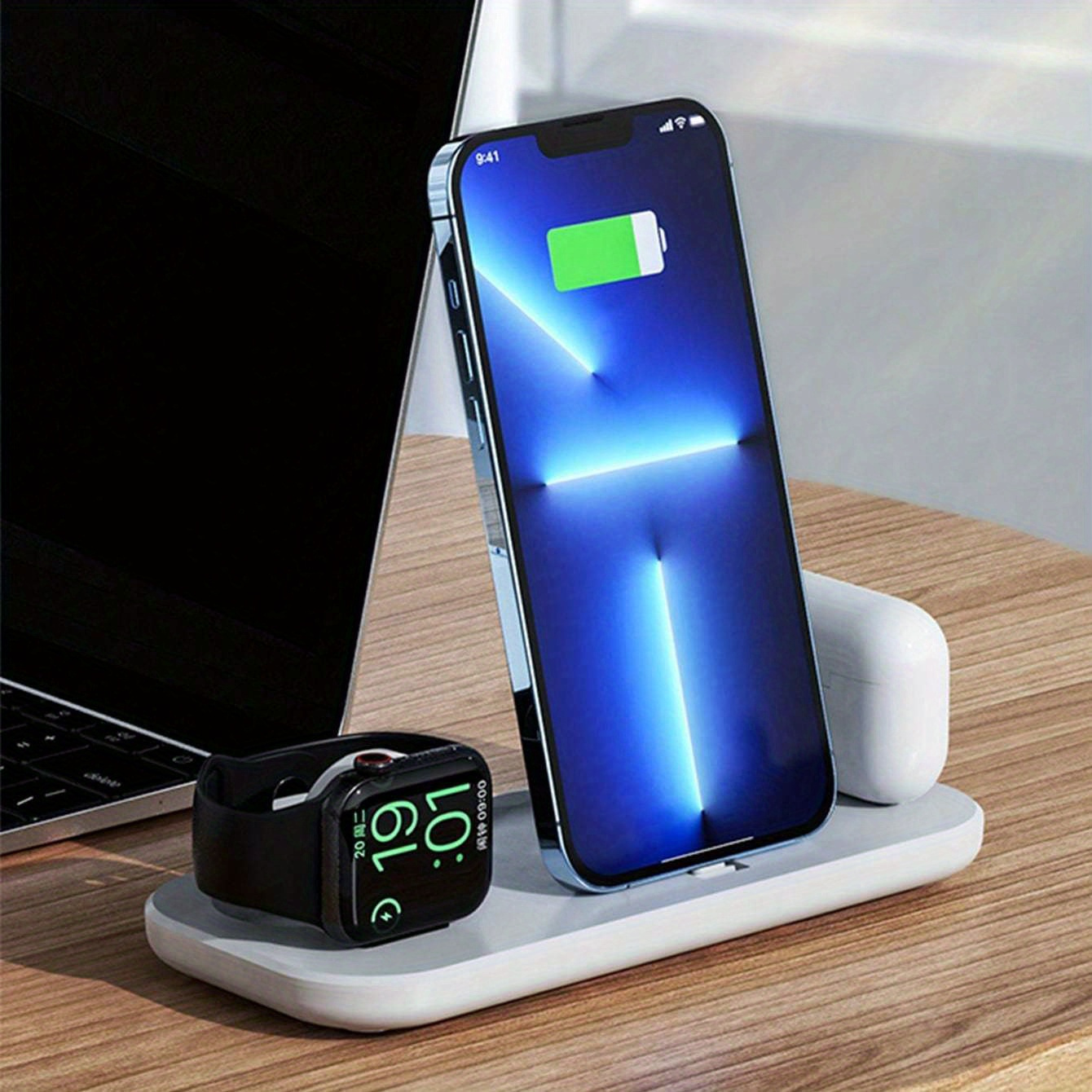 

3-in-1 Foldable Wireless Charging Station - Fast 15/14/13/12/11, Pro Max, Mini, Plus, X/xr & Airpods - Space-saving Design With Usb Type-c Connection
