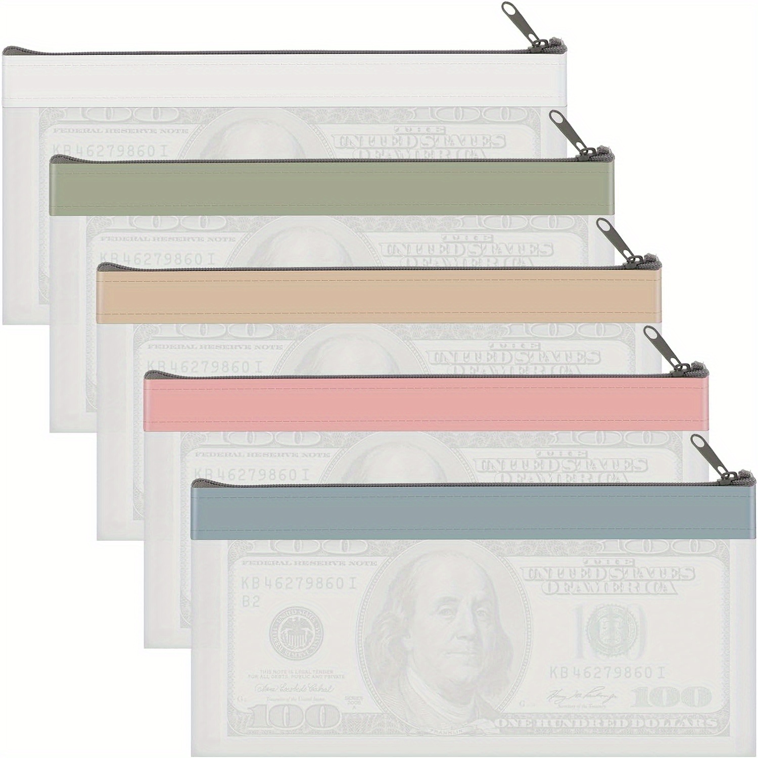 

5 Pcs Pvc , Deposit Envelopes, Purses, Plastic Check Wallets - 8.1 X 3.9 , Assorted