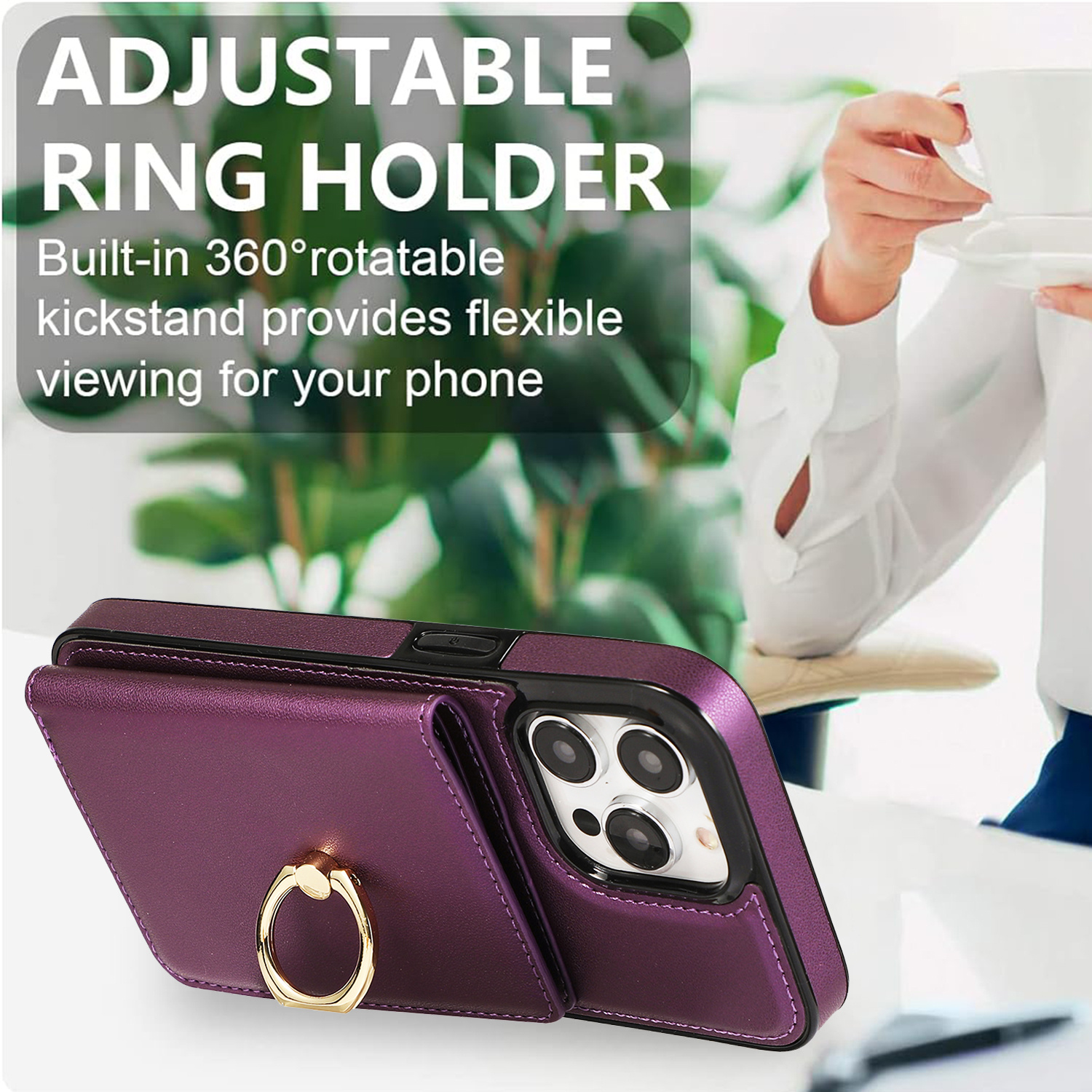 AWQUER Faux Leather Wallet Case Designed for iPhone Models 16E, 16, 15, 14, 13, 12 Mini, 11 Pro, X, XS Max, XR, 8, 7 Plus, SE, 5G from 2023 And 2020, Featuring a Finger Ring Holder, Card Slot, And Magnetic Stand.