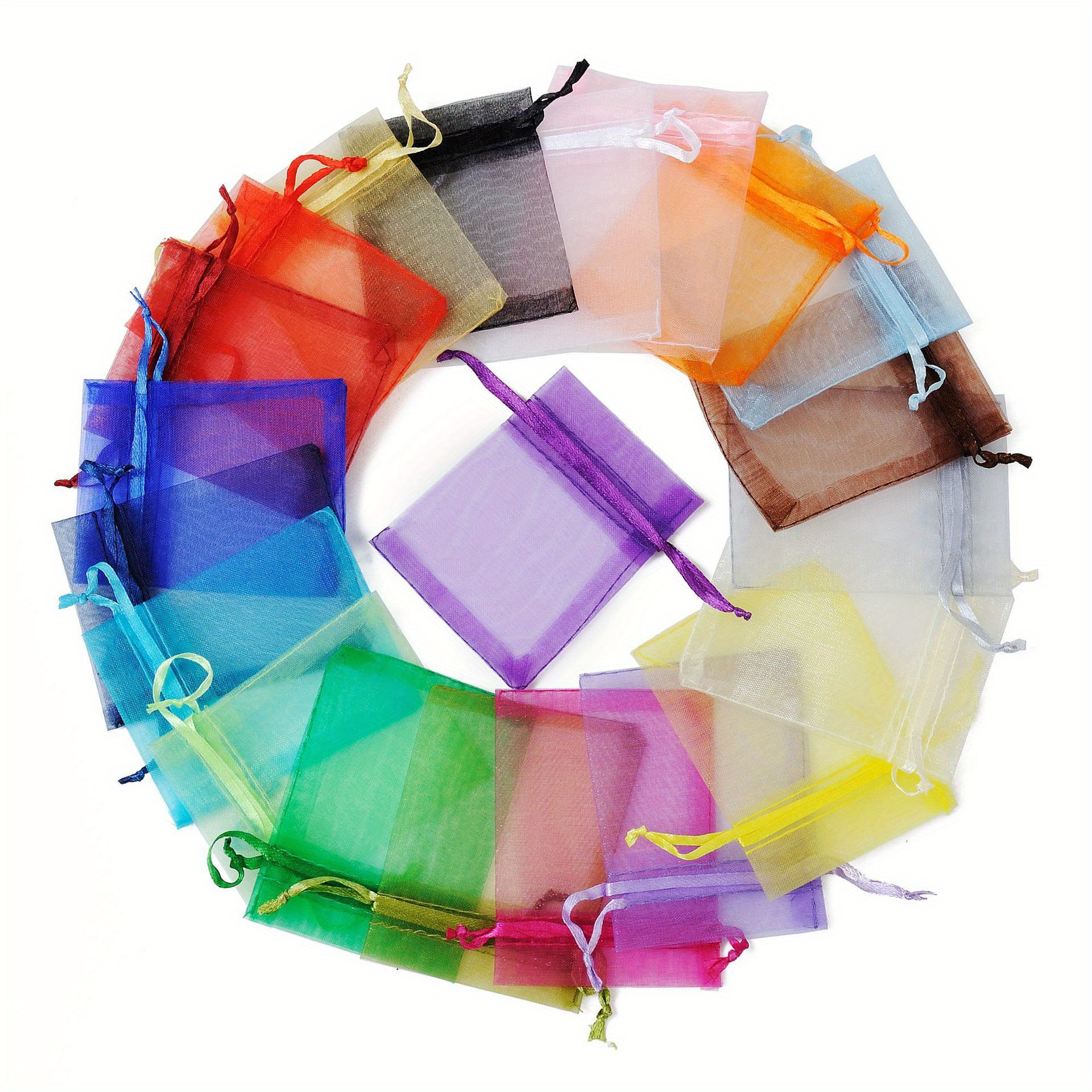 

50pcs Mixed Solid Color Pearl Yarn Bag Transparent Bag Bundle Pocket Spot Organza Sweet Bag Gift Trial Set, Party Bag, Wedding Birthday Party Gift Bag