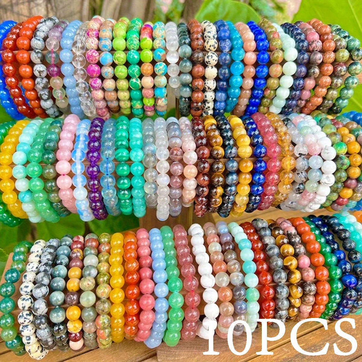 TEMU 5/6/10pcs Multi-piece Set Bohemian Beaded Natural Stone, Glass Bracelet, Beaded Bracelet Suitable For All And Occasions