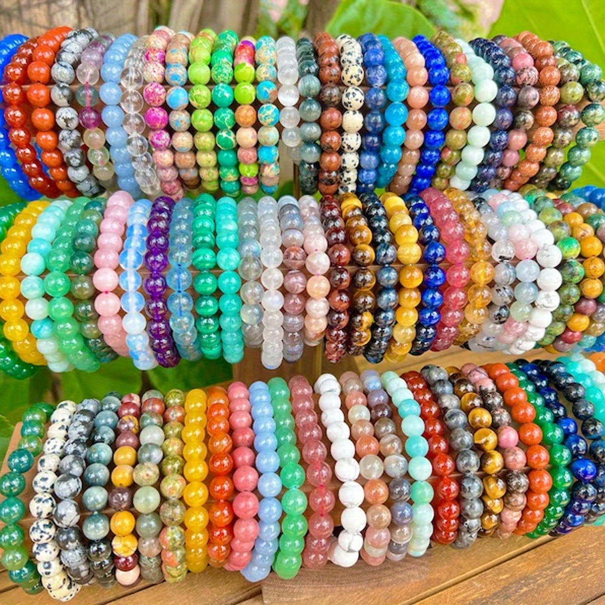 

5/6/10pcs Bohemian Style Beaded Natural Stone Bracelets, For All Seasons And Occasions