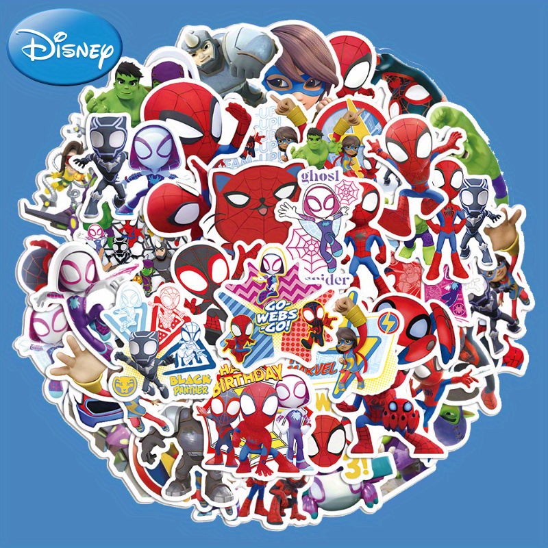 

50 Pcs Disney Spider-man Stickers, Cartoon Spiderman Waterproof Pvc Decals For Laptop, Suitcase, Stationery Decoration, Ume Branded Patterned Stickers Pack