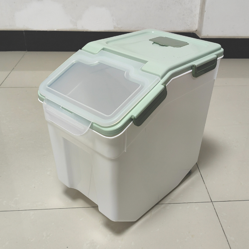 

20kg Large Capacity Pet Food Container, Moisture Proof Dustproof Pet Dry Food Bucket Storage Case Container With Pulley Design