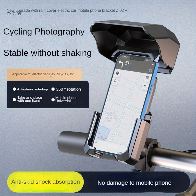 

Motorcycle & Bicycle Phone Mount With Rain Cover, Sunshade, Anti-shake, 360° Rotation, Universal Waterproof Holder For Electric Scooter And Vehicles