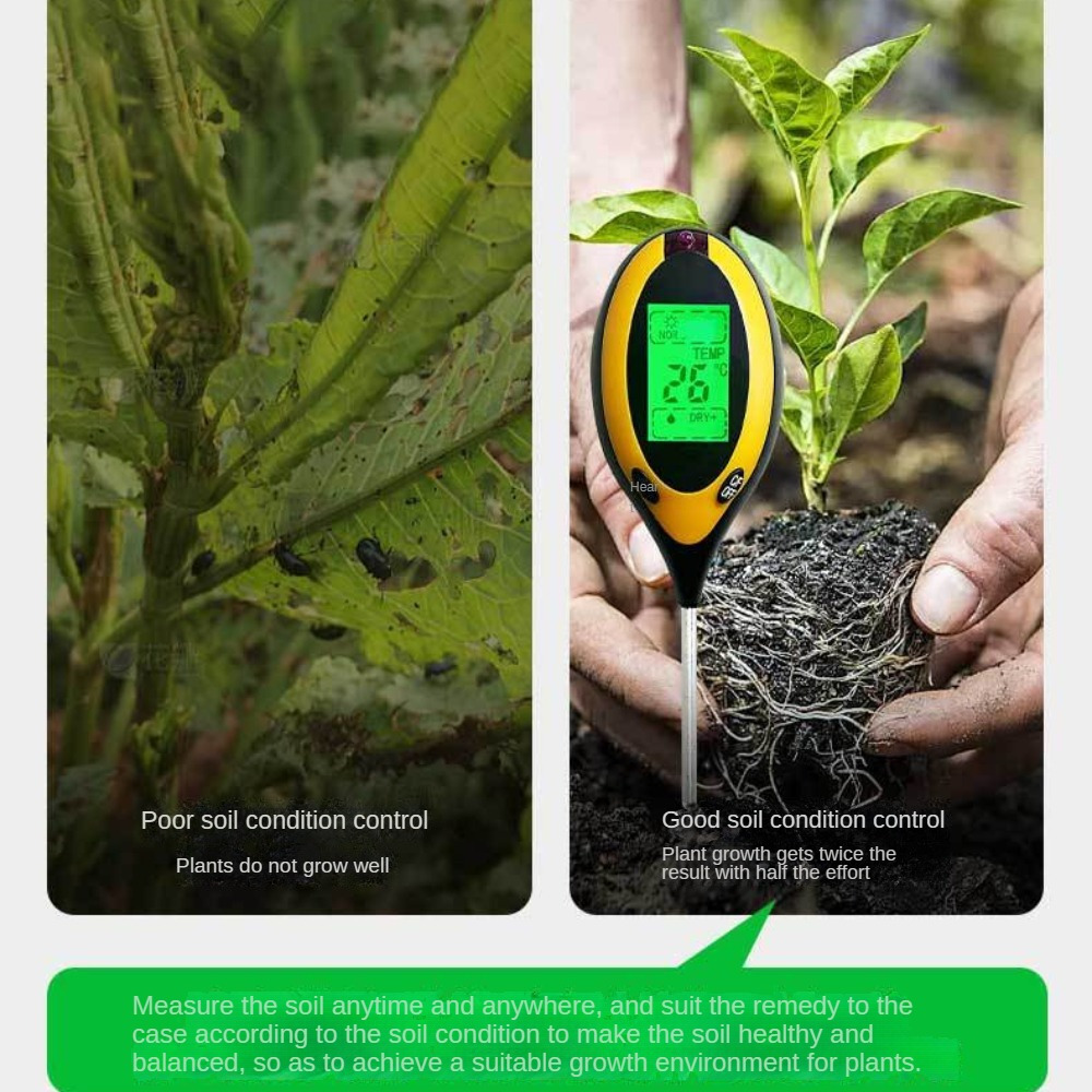 4 in 1 professional soil detector with moisture ph temperature sunlight meter battery operated easy to read for accurate gardening soil tester for everything Product details 5