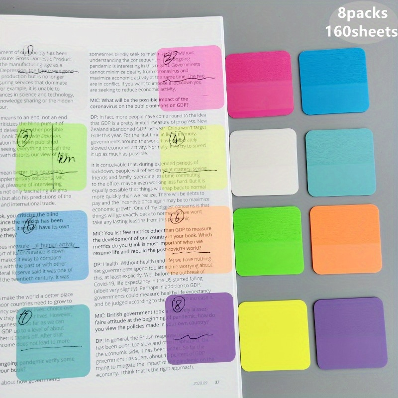 transparent self stick notes 8 pack 160 sheets multicolor   notepads clear sticky note pads for   home stationery