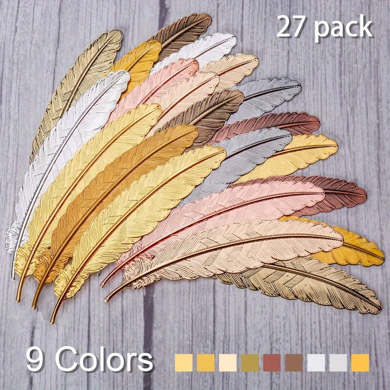 

9pcs/18pcs Vintage Feather Metal Bookmarks For Adults Simple Elegant And Thin 9 Colors