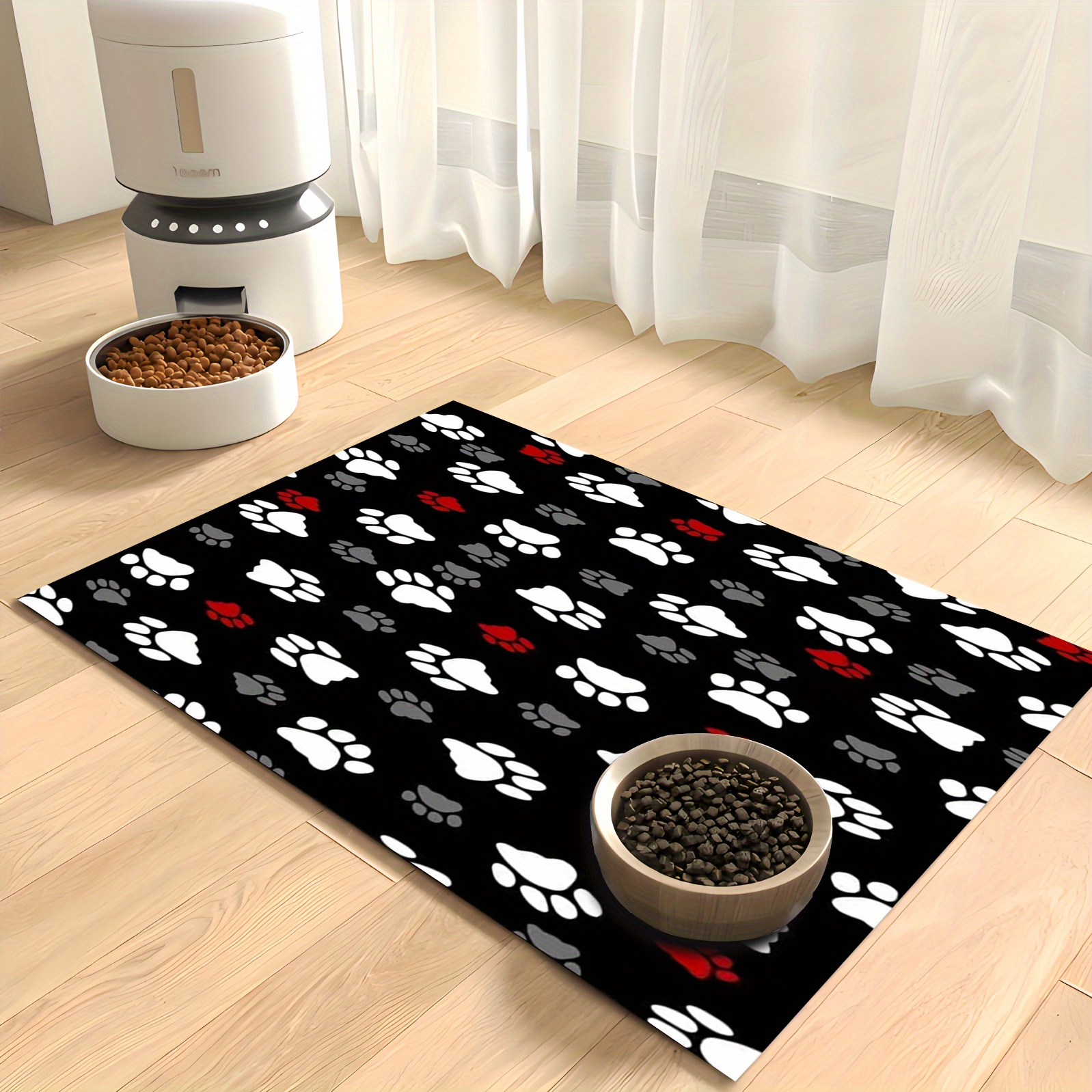 

Jit Waterproof Non-slip Polyester Feeding Mat For Dogs - Durable Pet Food Placemat For Indoor/outdoor Use, Easy To Clean Dog Bowl Mat With Paw Print Design