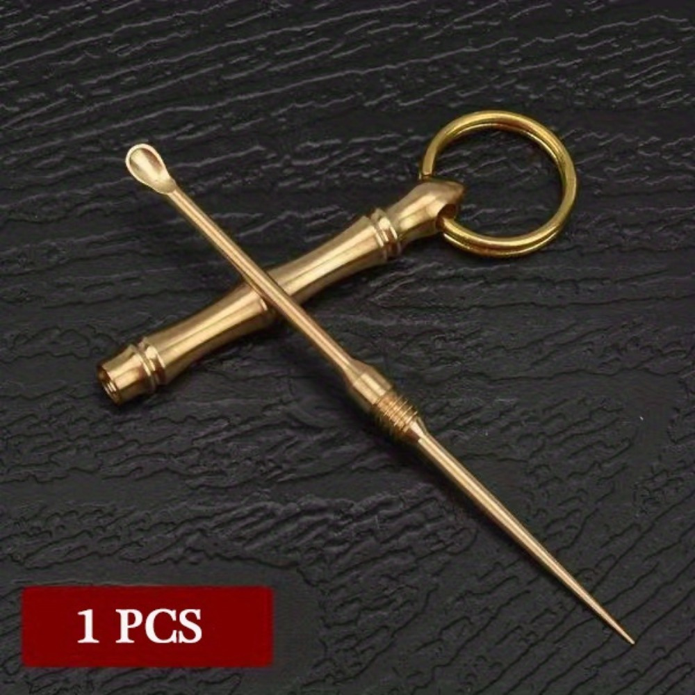 

Dual-purpose Vintage Brass Earpick And Toothpick Set - 1 Piece Premium Copper Ear And Oral Care Tool Combination