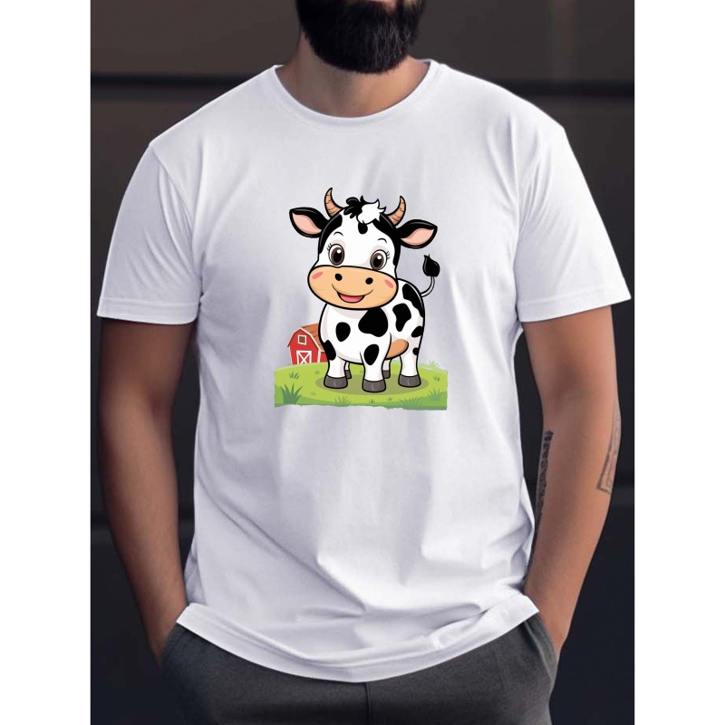 

Cute Cow Print Tee Shirt, Tees For Men, Casual Short Sleeve T-shirt For Summer