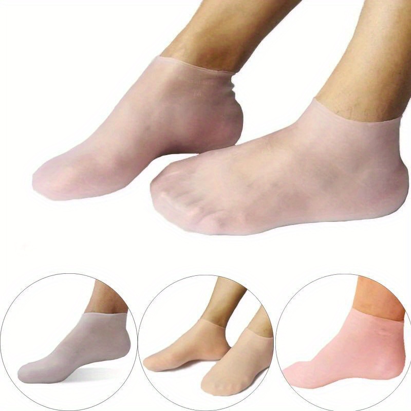 

4 Pieces Moisturizing Silicone Socks, Skin Care Elastic Ankle Socks, Transparent Non-slip Beach Socks For Foot Protection