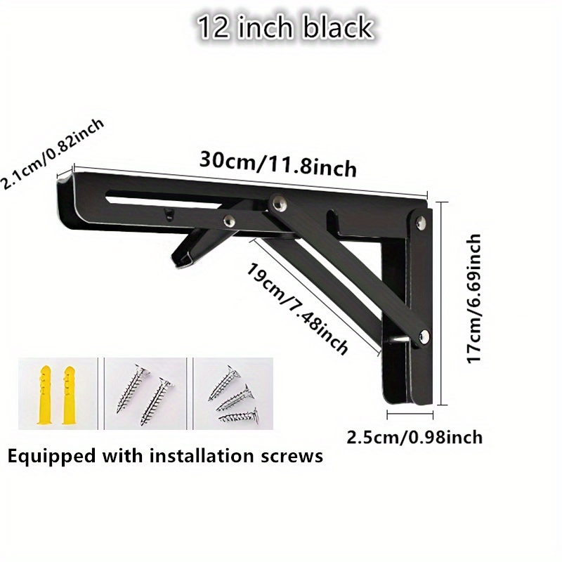 TEMU 8/12inches Thickened Stainless Steel Folding Bracket, Triangular Bracket, Right Angle Holder, Wall Shelf, Layer Board Bracket