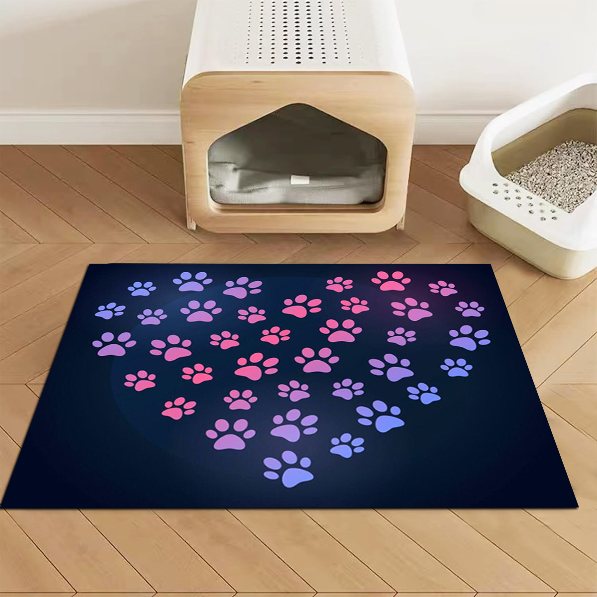 

Quick-dry Paw Print Pet Feeding Mat For Dogs & Cats - Non-slip, Absorbent, Easy-clean Food & Water Bowl Pad - Perfect For Home Decor Pet Food Mat Pet Mat For Food And Water