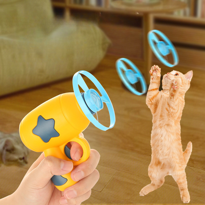 

Interactive Cat Toy Flying Disc Launcher - Durable Plastic Cat Teaser Toy, No Batteries Required, Entertaining Self-play Toy For Kittens And Cats