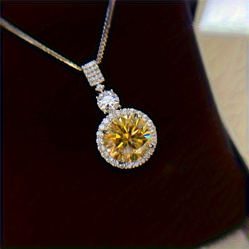 elegant 6 1 carat yellow moissanite pendant necklace in 18k golden plated s925 sterling silvery perfect anniversary birthday gift for her versatile fashion accessory details 2