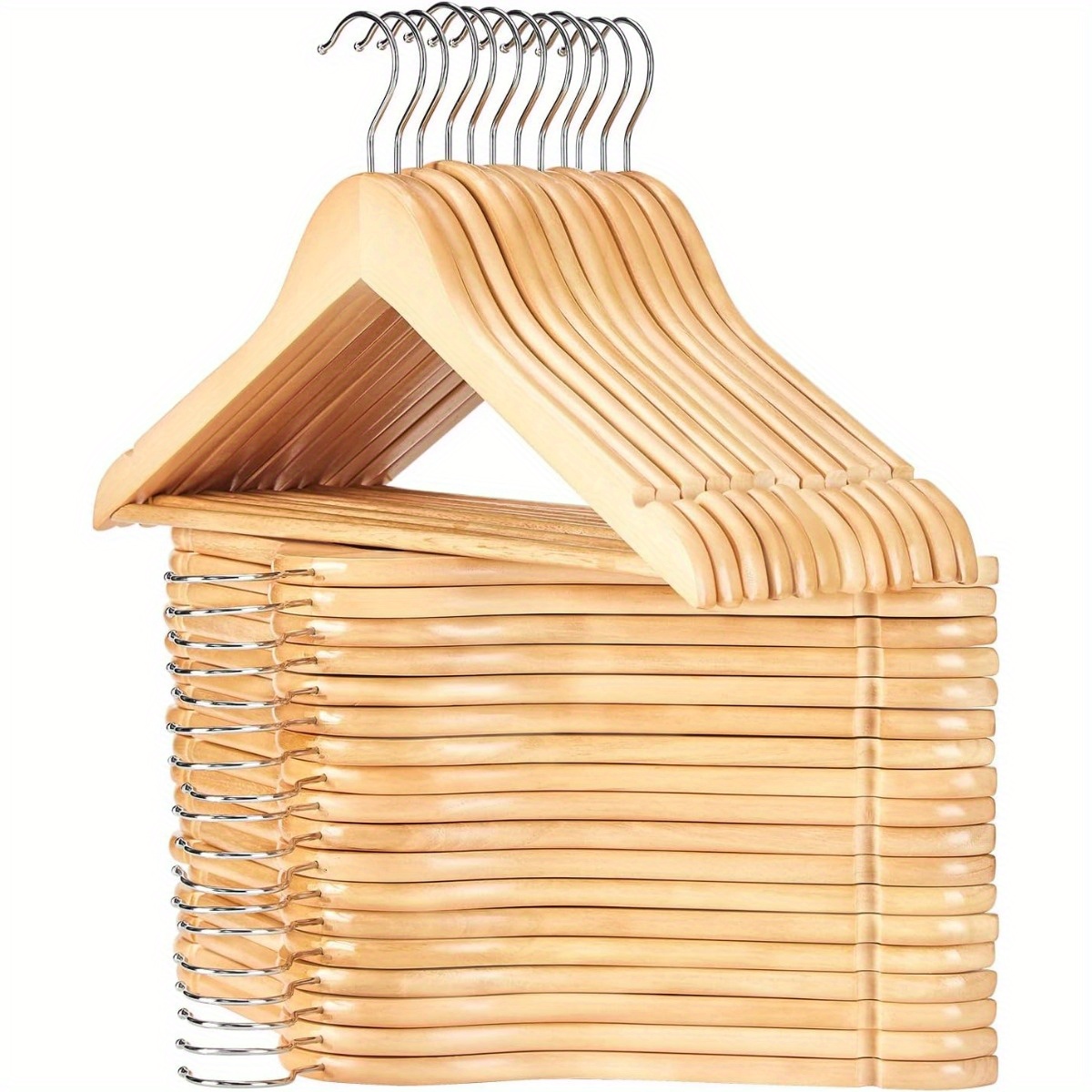

Wooden Hangers Wooden Hangers With Non Slip Suit Hangers Coat Hangers Natural Finish Solid Clothes Hangers With 360 Swivel Hook For Dress Shirts Jackets Pants