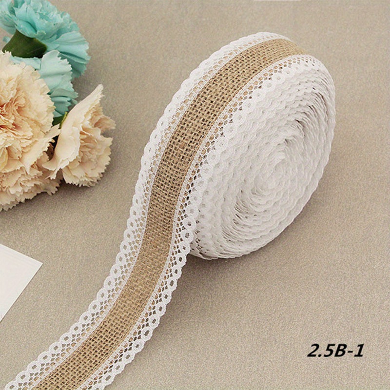 E-shop 1 Rolle Jute Sackleinenband (2,19 Yards) - Sackleinenband mit Spitze Vintage - für , Hochzeiten, Partys und Feiertage - Perfektes Geschenk für