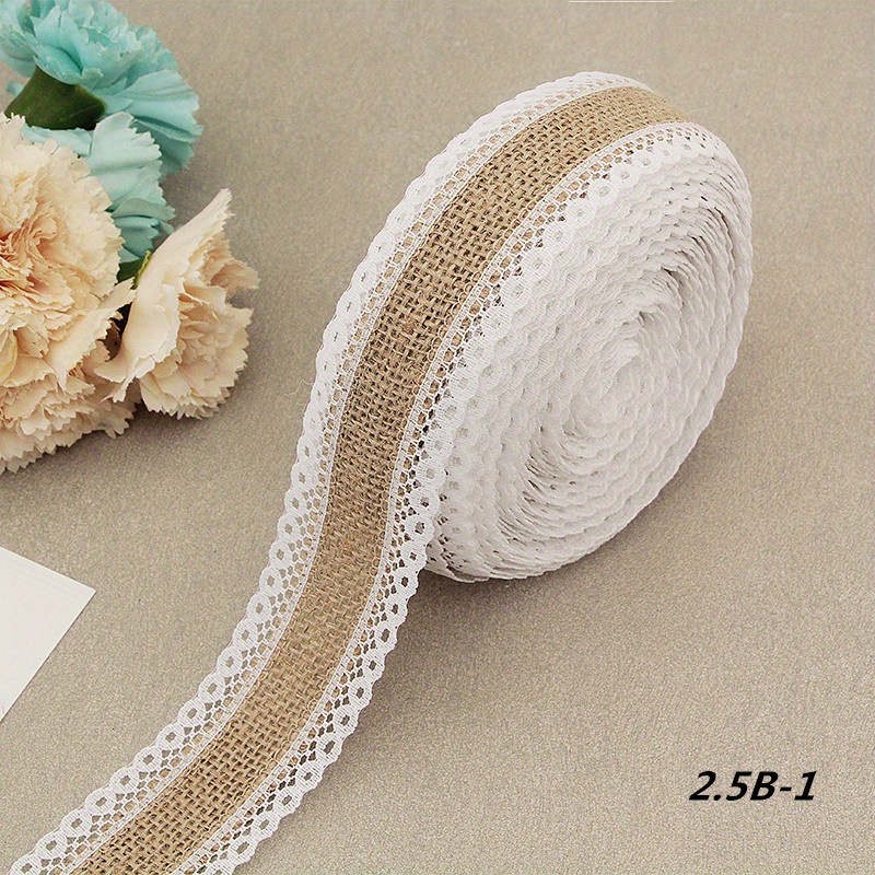 

1 Roll Jute Burlap Lace Ribbon, 2.19 Yards - Non-waterproof Fabric Surface For Wood, Rustic Hessian Decor For Home, Weddings, Parties & Crafts - Ideal Gift For Diy Projects