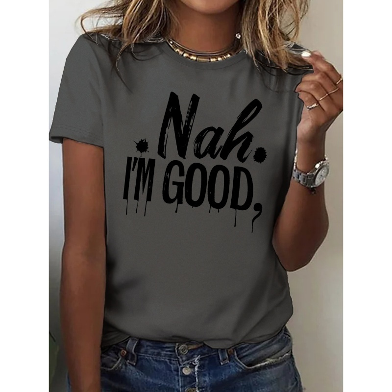 

Letter Print Crew Neck T-shirt, Casual Short Sleeve Top For Spring & Summer, Women's Clothing