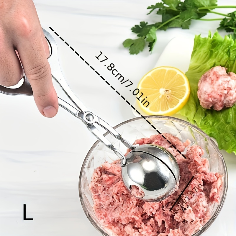 

Versatile Stainless Steel Meatball & Cake Pop Maker Set With Non-stick Surface, Ice Tongs & Dough Scoop - Easy Clean Kitchen Tool