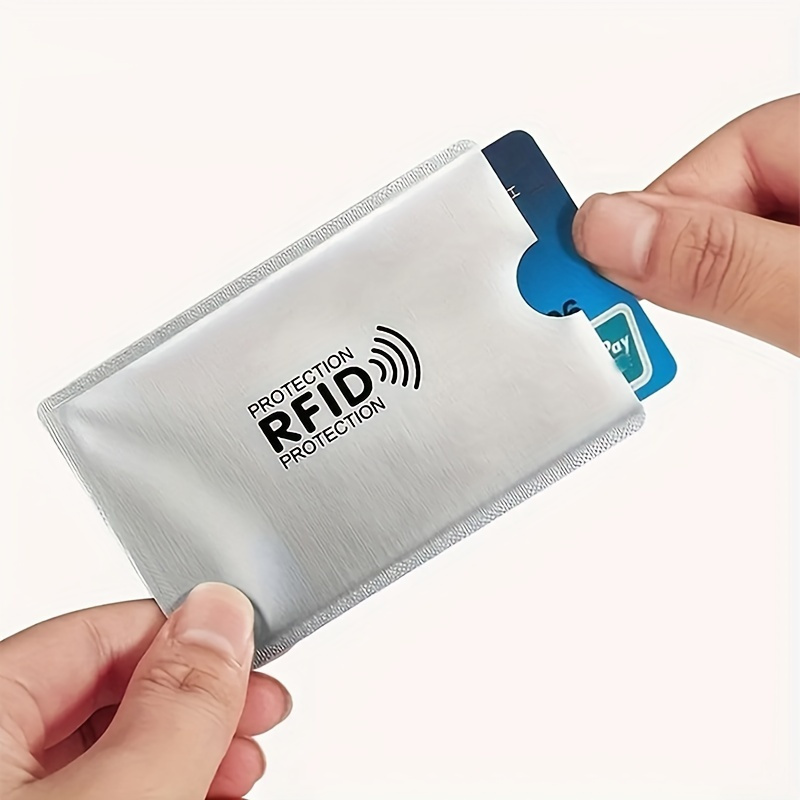 4 Stück RFID-blockierende Kartenhülle aus Aluminiumfolie, entmagnetisierter Kartenhalter aus Kunststoff 1