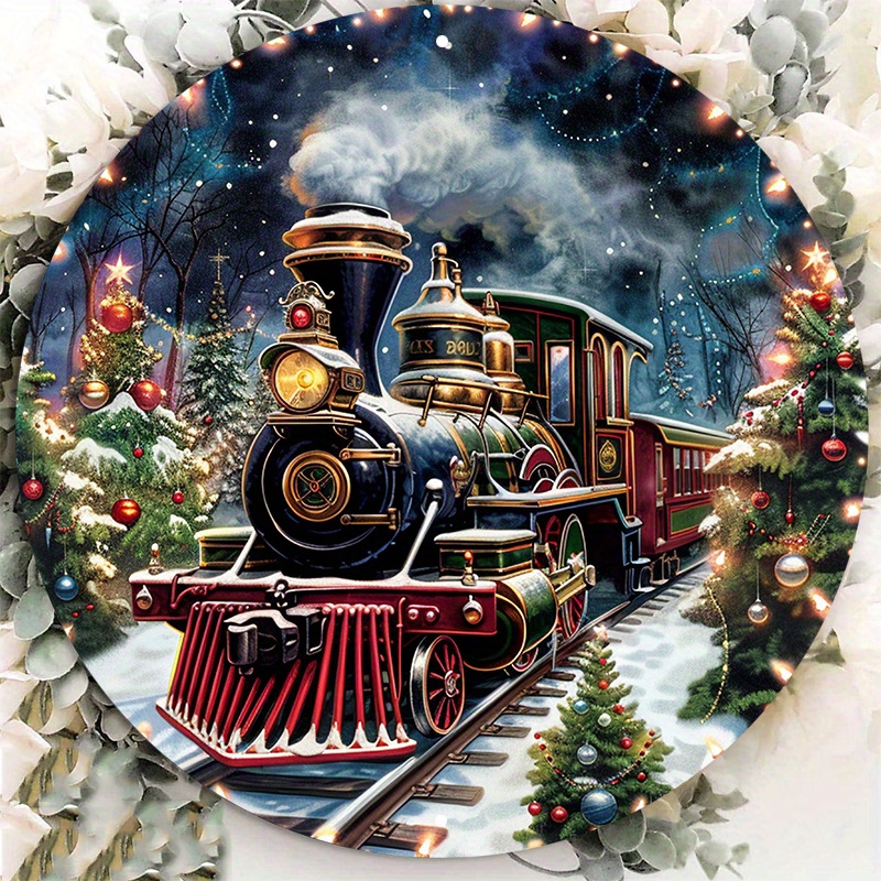 

Enchanting Christmas Train 8" Round Metal Sign - Durable, Uv Protected Outdoor/indoor Decor