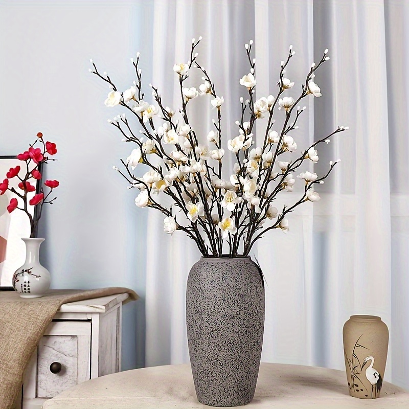 

5pcs Artificial Plum Blossom Bouquet, 21.65inch Textile Material, Home Decor For Wedding, Bedroom, Kitchen, Dining Table, New Year's Celebration