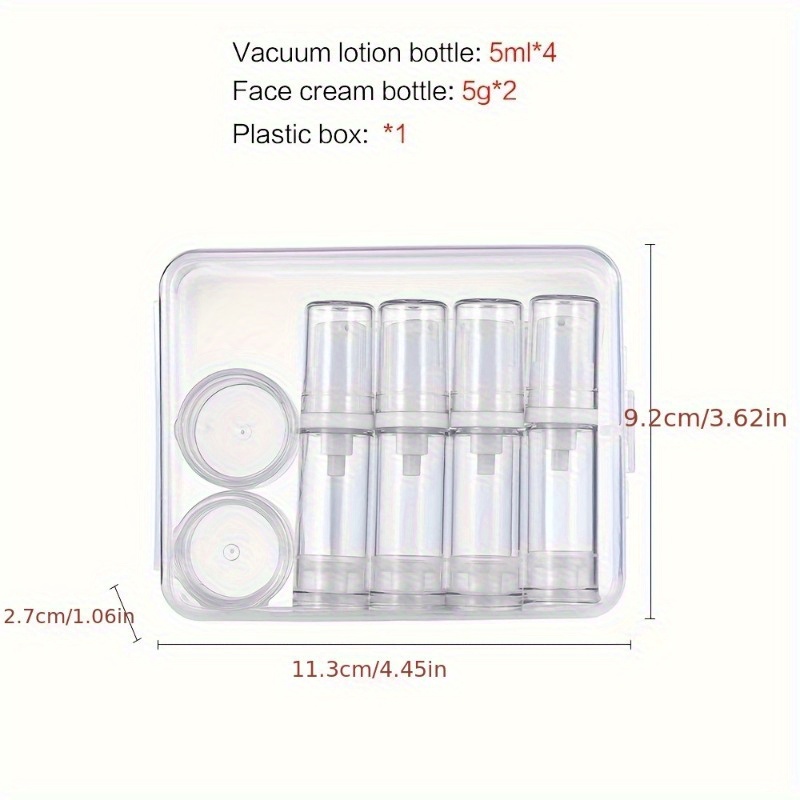 TEMU 4/5/6pcs Portable Travel Lotion Bottle Set, Suitable For Lotion, Face Cream, Cosmetics Samples, Liquid Foundation, Body Milk, Etc