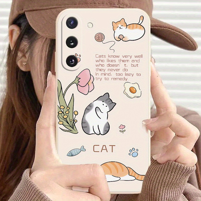 

Cute Cat Pattern Phone Case For Samsung A54/a53/a52/a34(5g)/a14(5g)/a13(5g)/a12/s10/s10(5g)/s10+/s21/s21u/s21+/s22/s22+/s22u/s23/s23+/s23u/s24 Series - Shockproof Full-coverage Protective Bumper Shell