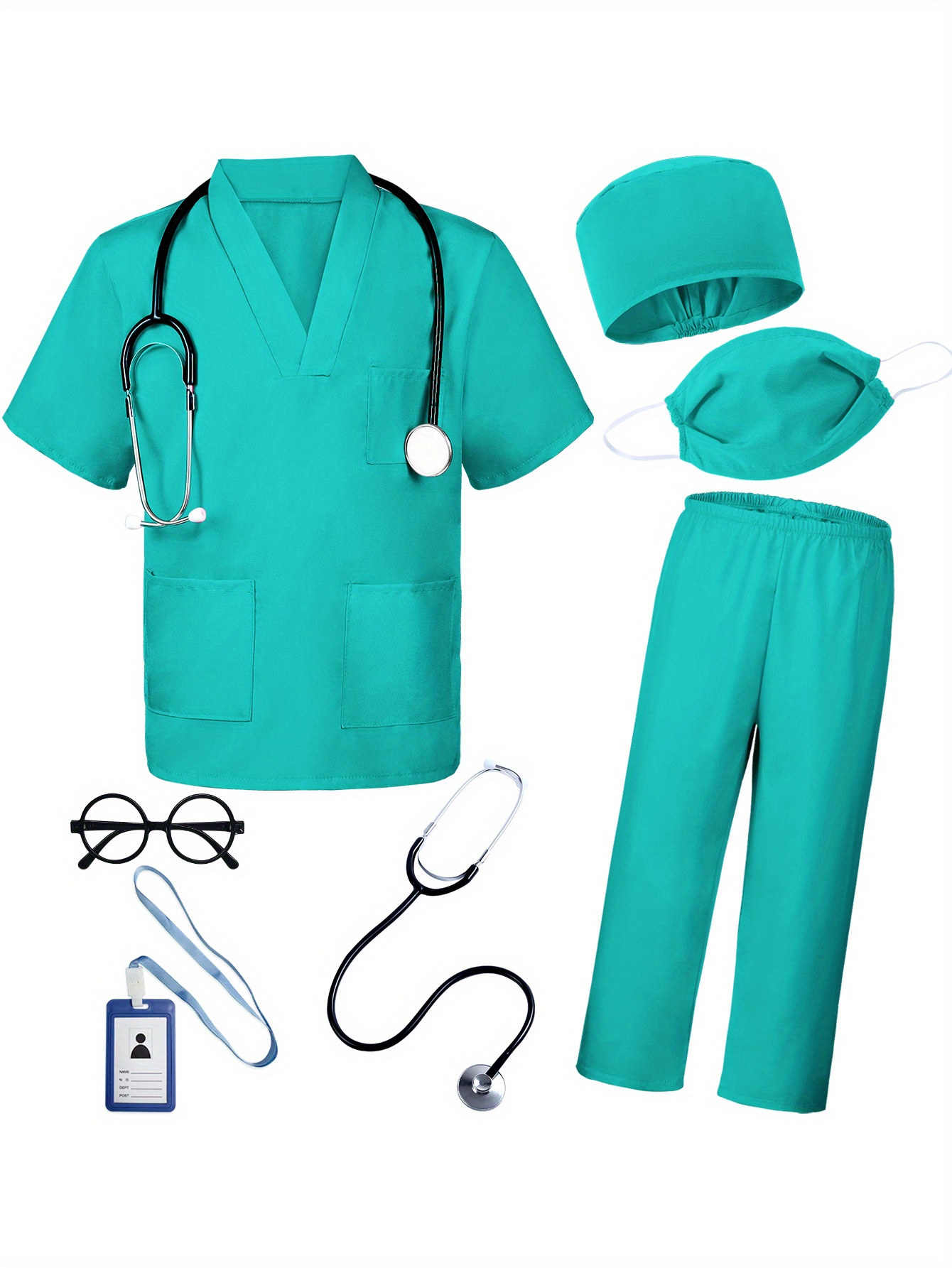 Boys Doctor Clothing V-neck Top Pants And Accessories Boys And Girls Party Clothes Funny Clothes For Halloween Party