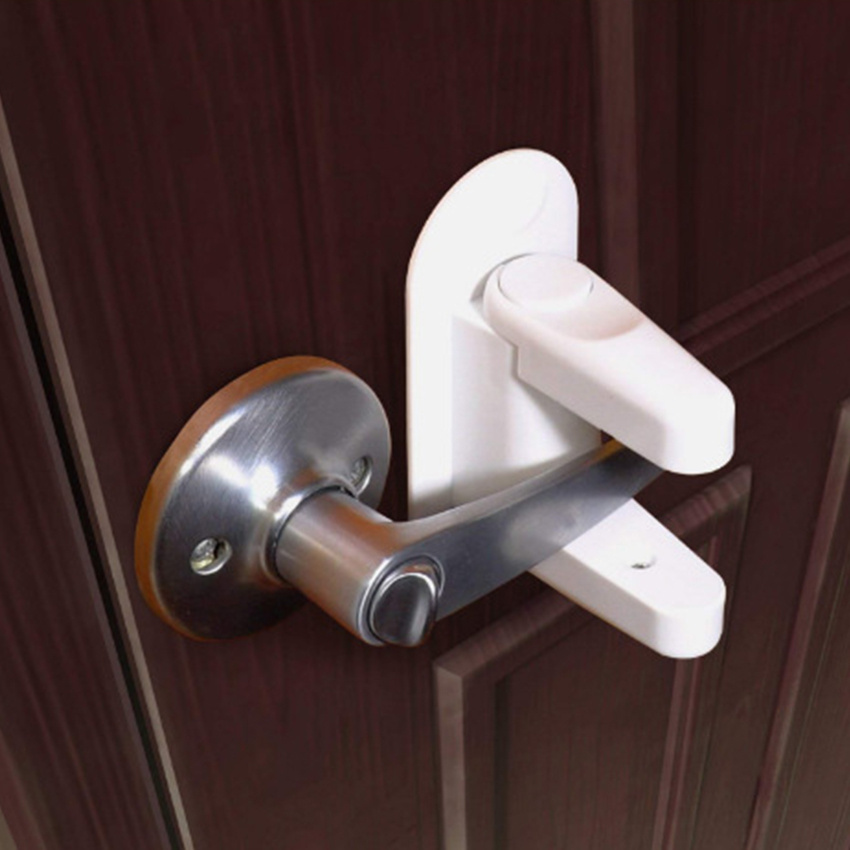 TEMU Secureguard, Easy-install Anti-theft Door Lock Handle - No Tools Required, Red Polycarbonate & Polypropylene