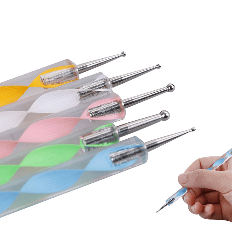 

5-piece Acrylic Dotting Tool Set With Stainless Steel Ball Styluses - Versatile Pens For Nail Art, Rock & Pottery Crafting