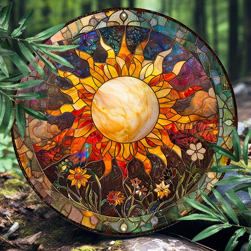 

Solar Eclipse Art Nouveau 8x8" Round Aluminum Sign - Durable & Uv Protected Metal Wall Decor For Indoor/outdoor Use, Easy To Hang