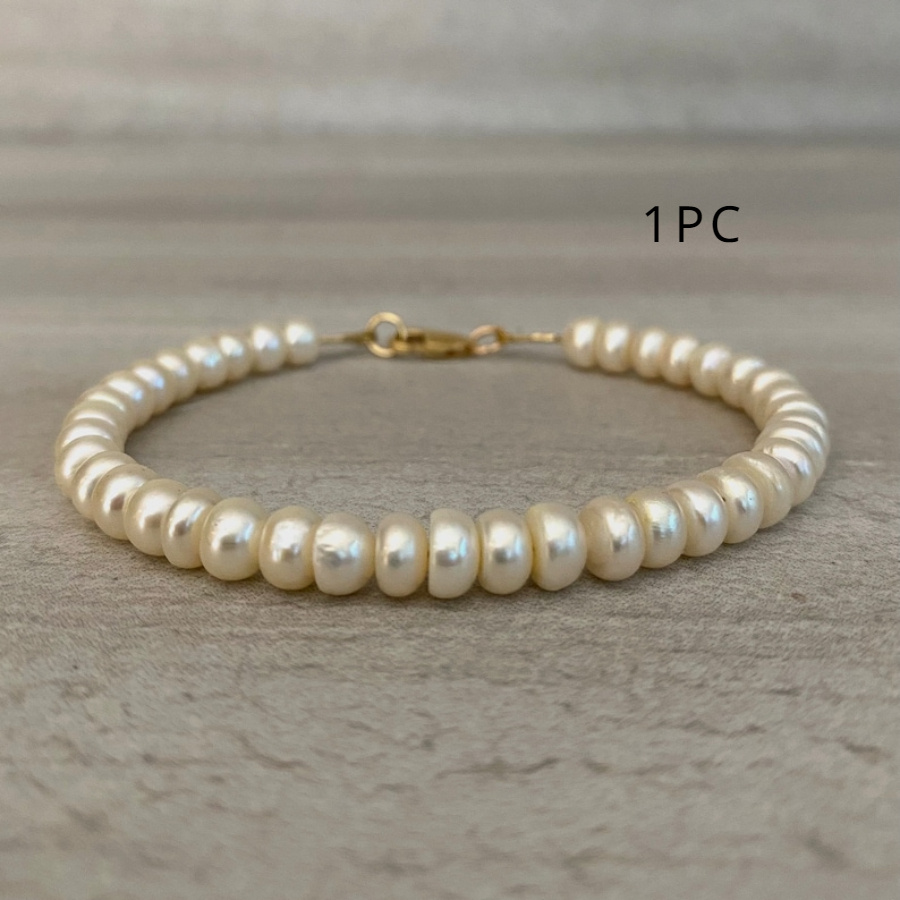TEMU 1pc Real Freshwater Pearls Bracelet Button Freshwater Pearls Modern Freshwater Pearls Jewelry For Women Men