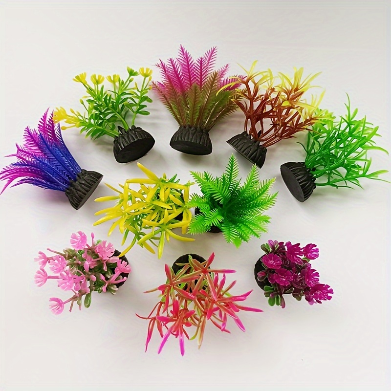 

10-piece Assorted Artificial Seaweed Aquarium Plants - Safe, Non-toxic Pp Material For Fish Tank Decor Fish Tank Decoration Plants Aquarium Accessories Plants