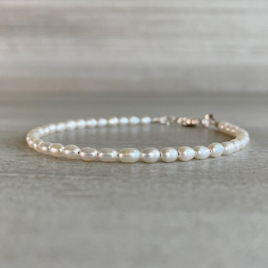 

Tiny Pearl Bracelet White Freshwater Pearl Jewelry Or Sterling Silver Clasp Delicate Dainty Jewelry