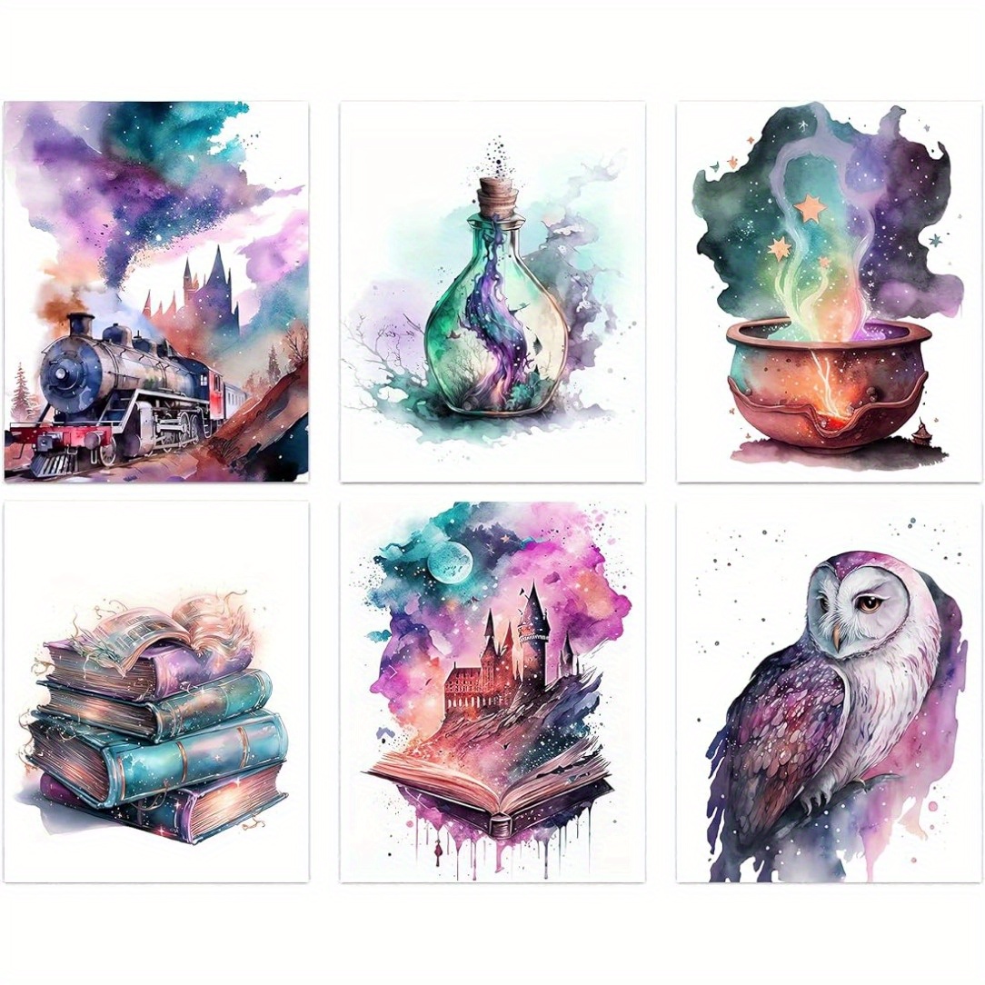 

6-piece Set Of Dreamy Magical Girl Watercolor Prints, 8x10 Inch - Frameless Fantasy Wall ' Bedrooms