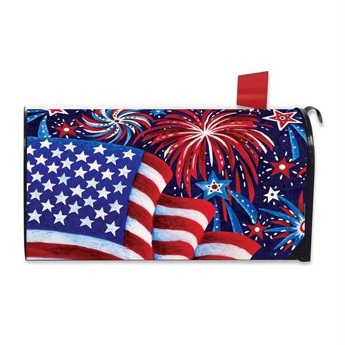 1 magnetic mailbox cover with american flag fireworks design durable outdoor decor for spring theme