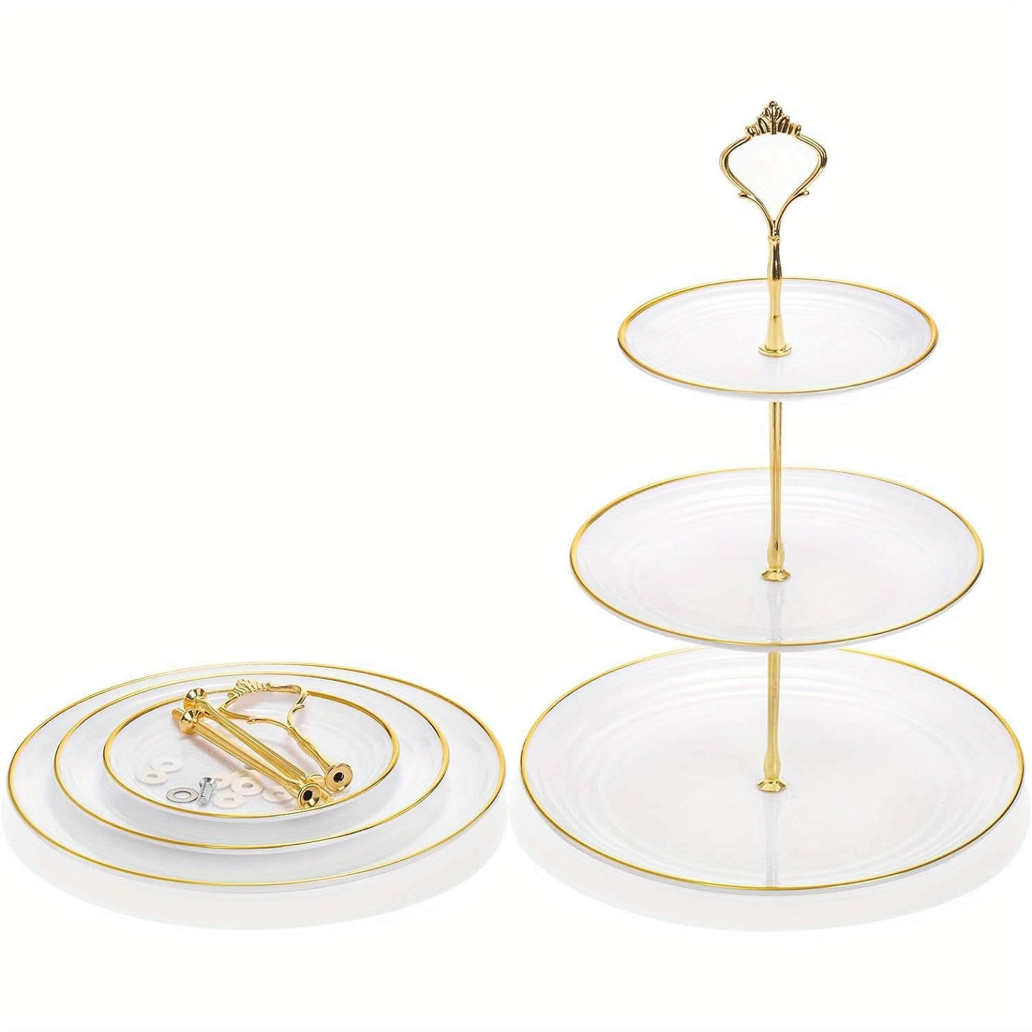 

Elegant 3-tier White Cupcake Stand Set - Durable Plastic Dessert Tower For Weddings, Birthdays, Baby Showers & More