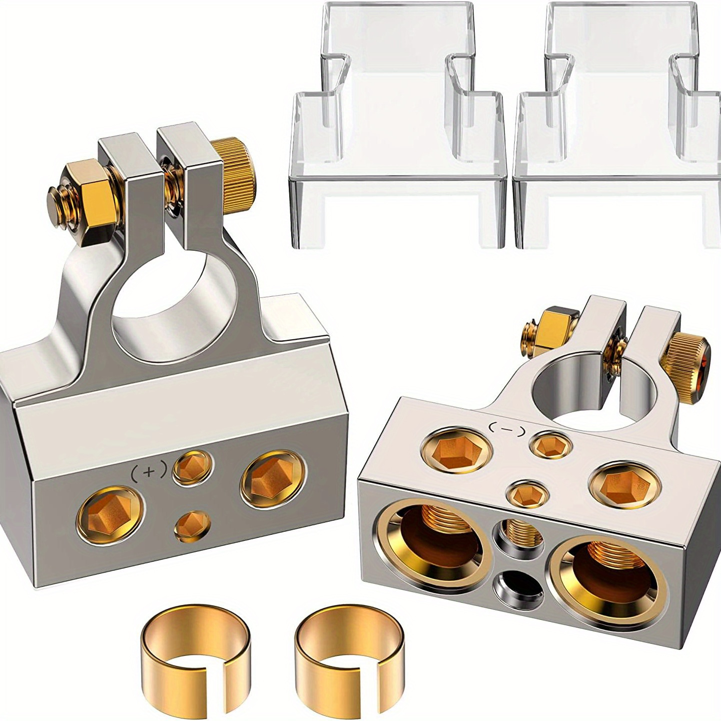 Image of 2pcs Battery Terminals, Heavy Duty Automotive Battery Terminal Connector With Protective Cover For Cars, , Trucks, Etc