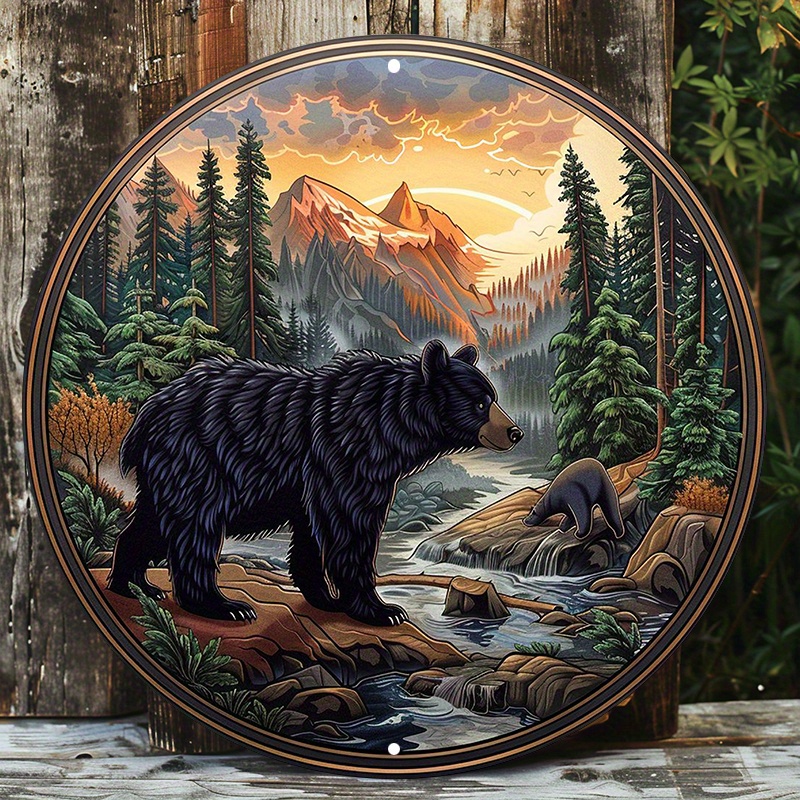 

Black Bear Wild Life 8x8" Aluminum Sign - Durable & Uv Protected, Perfect For Door Or Wall Decor, Easy To Hang