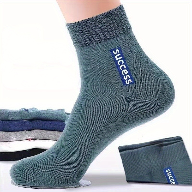 

5 Pairs Of Men's Anti Odor & Sweat Absorption Crew Socks, Comfy & Breathable Socks, For Daily & Outdoor Wearing, All Seasons Wearing