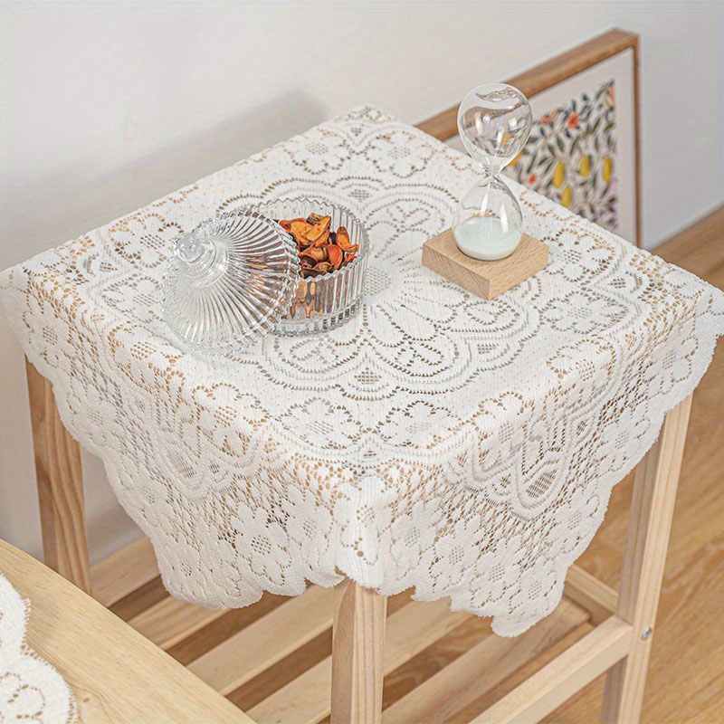 

1pc, Lace Tablecloth, Vintage Style Round Table Cover, Square Tablecloth, Coffee Table Decoration, Nightstand, Dust Table Cloth, Room Decoration