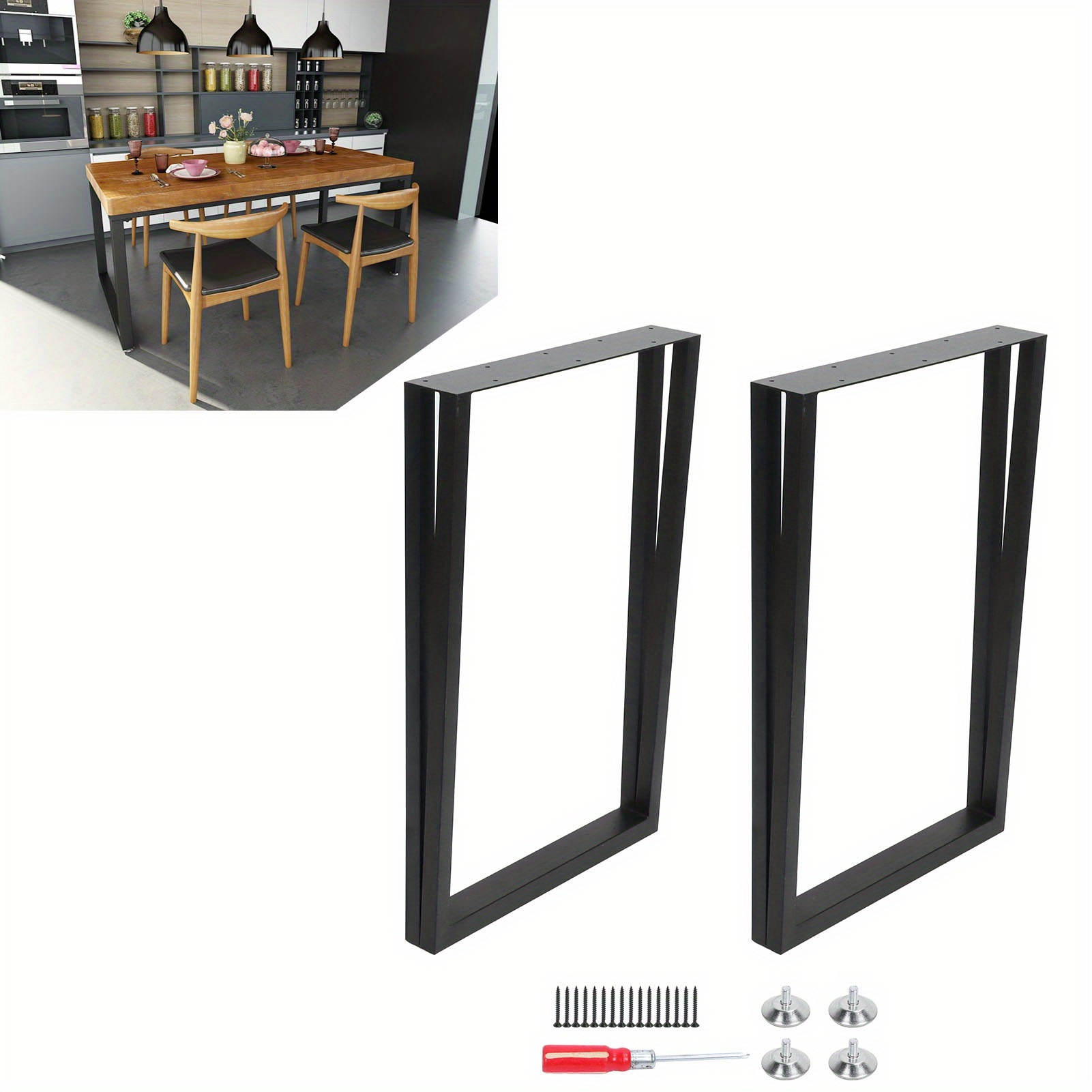 

27.6" 2pcs Wrought Iron Table Leg Modern Desk Legs For Dining Furniture Coffee Bench Tables