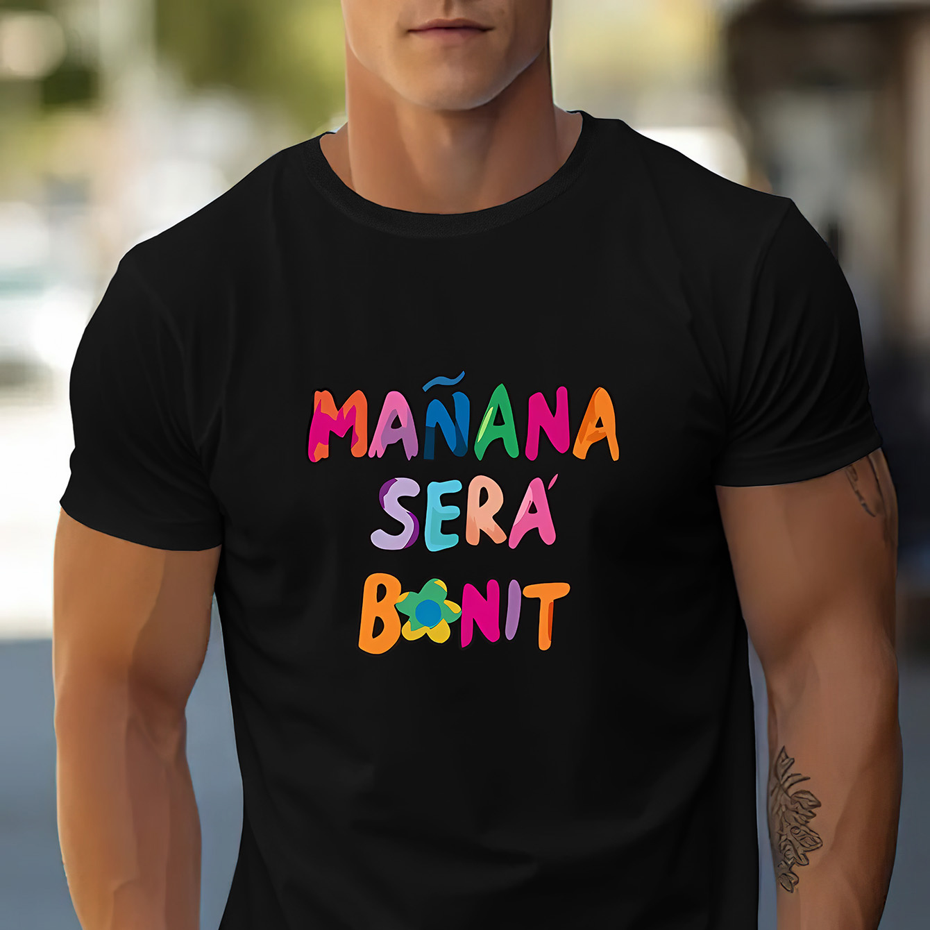 

Manana Sera Bonit "trendy Print Casual Short-sleeved T-shirt For Men, Spring And Summer Top, Comfortable Round Neck Tee, Regular Fit, Versatile Fashion For Everyday Wear