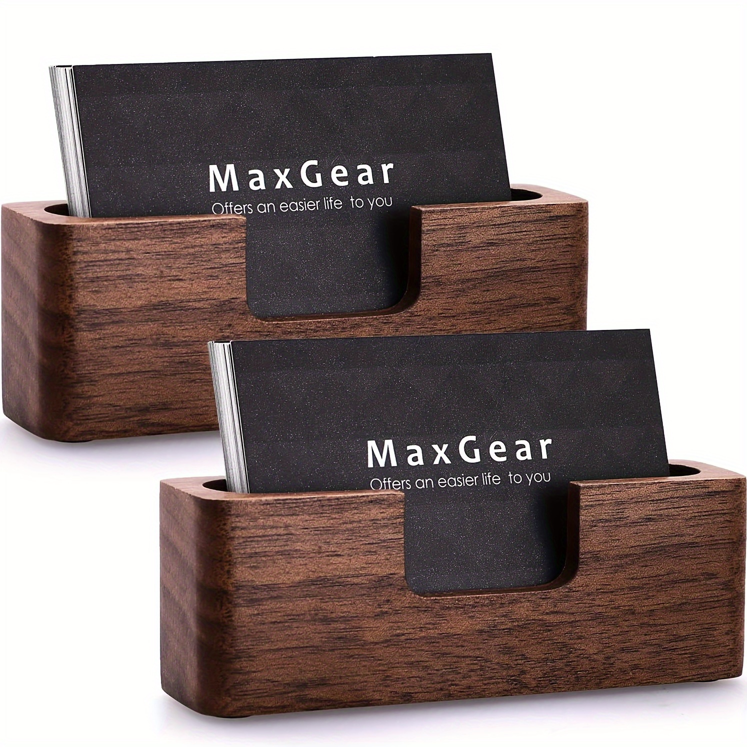 

Wooden Business Card Holder For Desk - Professional Office Display With Polished Edges And Durable Material