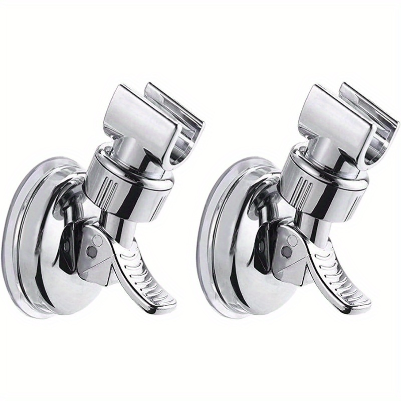 

2pcs Adjustable Shower Head Holder With Removable Suction Cups, No-drilling Chrome Polished 304 Stainless Steel Brackets For Bathroom, 4.1 X 2.7 Inches