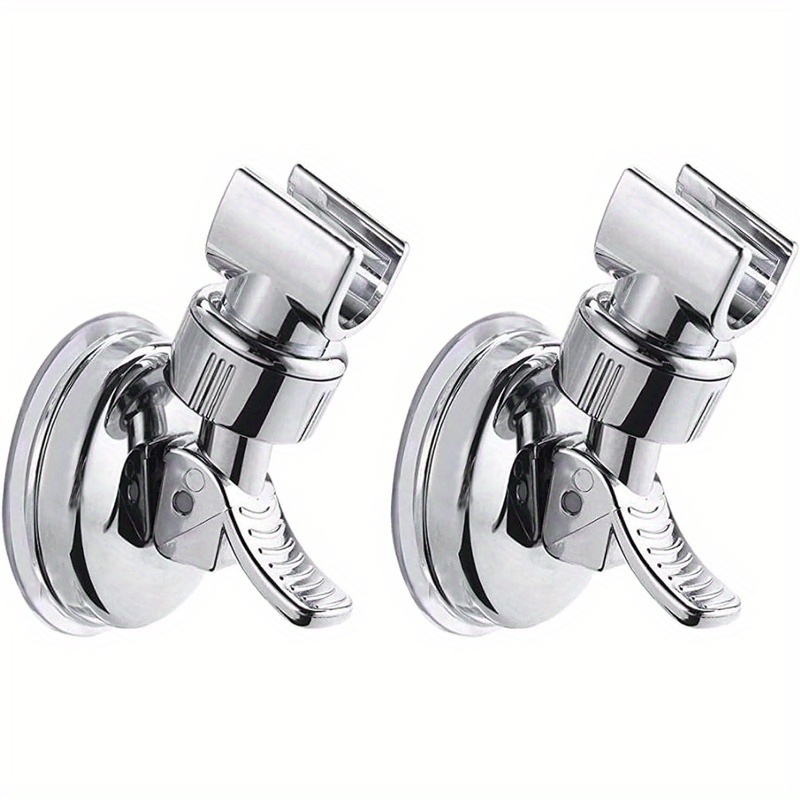 TEMU 2pcs Adjustable Shower Head Holder With Removable Suction Cups, No-drilling Chrome Polished 304 Stainless Steel Brackets For Bathroom, 4.1 X 2.7 Inches