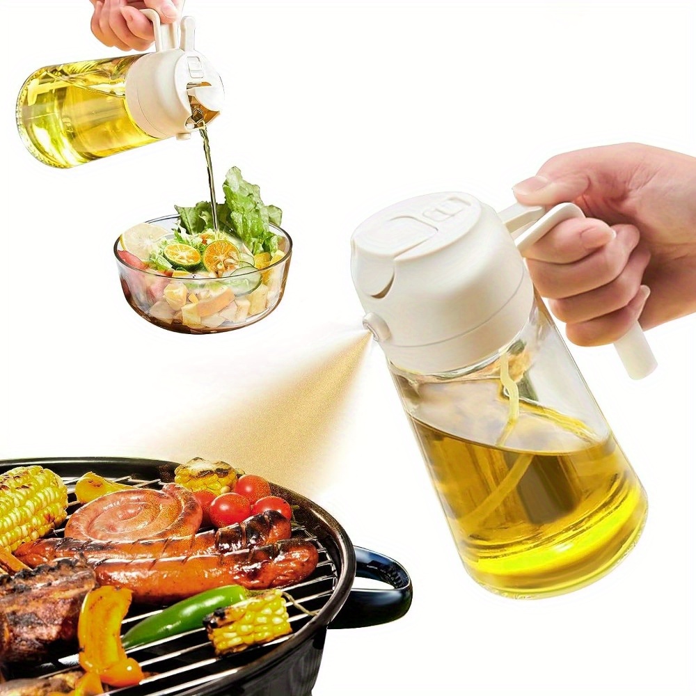 

Olive Oil Dispenser Bottle For Kitchen, 2 In 1 Oil Sprayer For Cooking, 17oz/500ml Glass Oil Spray Bottle With Pourer, Food-grade Oil Mister For Air Fryer, Salad, Frying, Bbq (green) For Restaurant